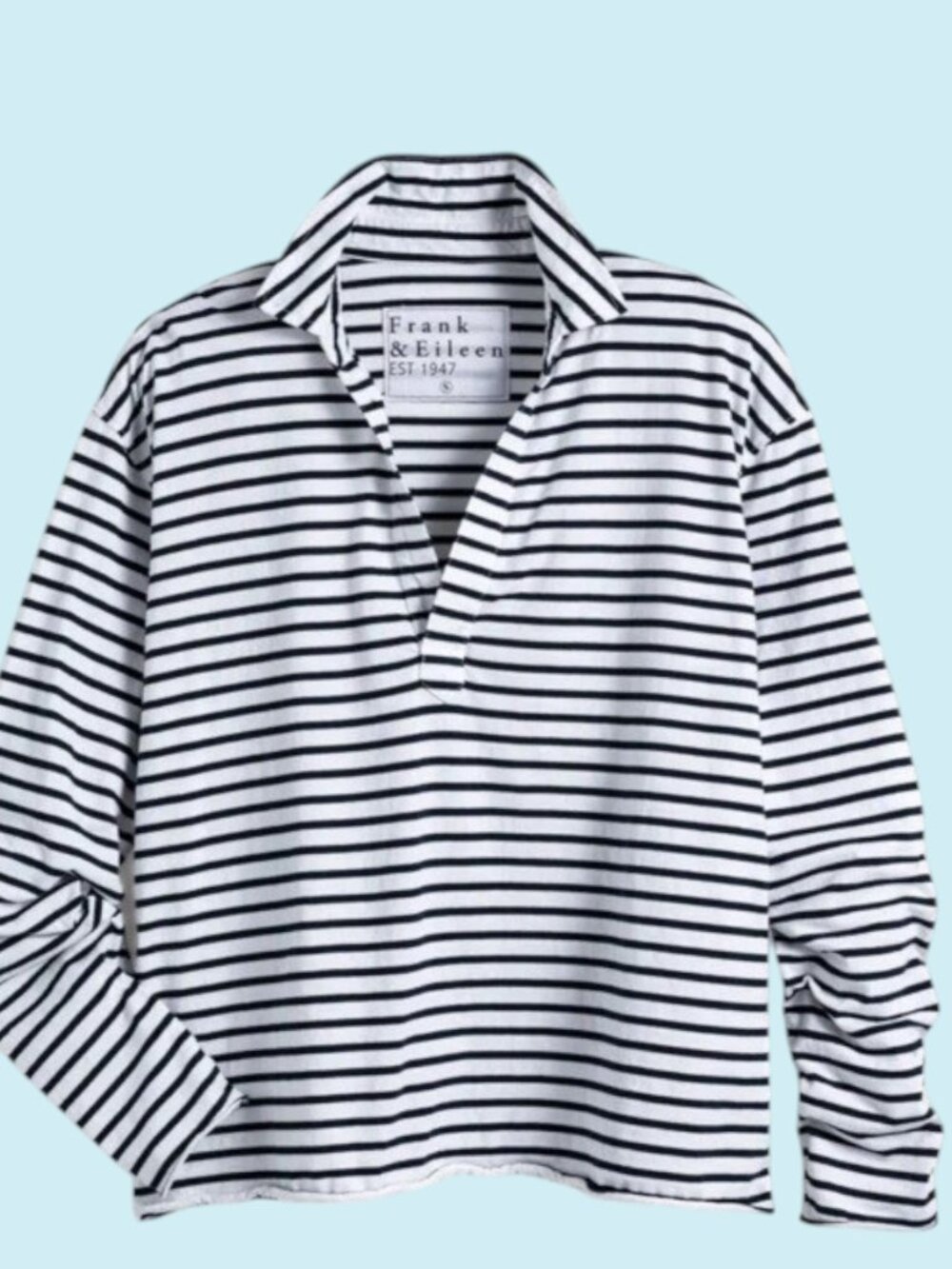 Frank & Eileen Patrick Popover Heritage Jersey Henley Large French Navy Stripe